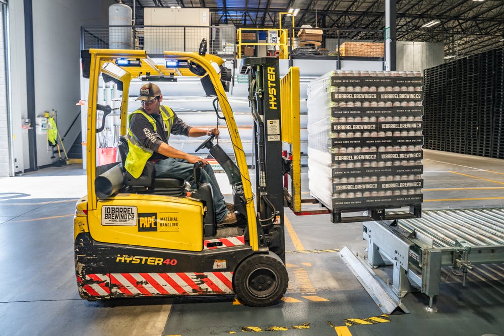 forklift truck in food businesswarehouse